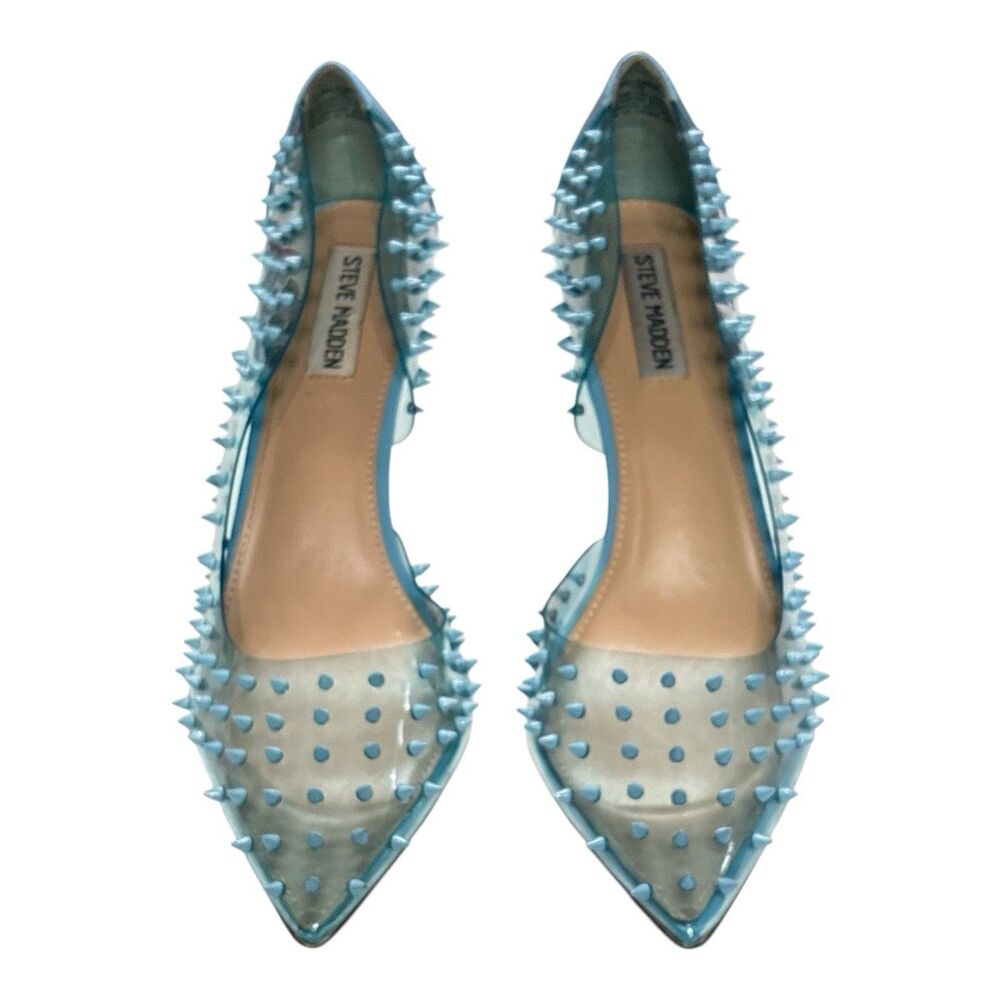 Steve Madden Tolima Blue Clear Spiked Pointed Toe Pumps Stiletto Heels Size 10 - Picture 2 of 11